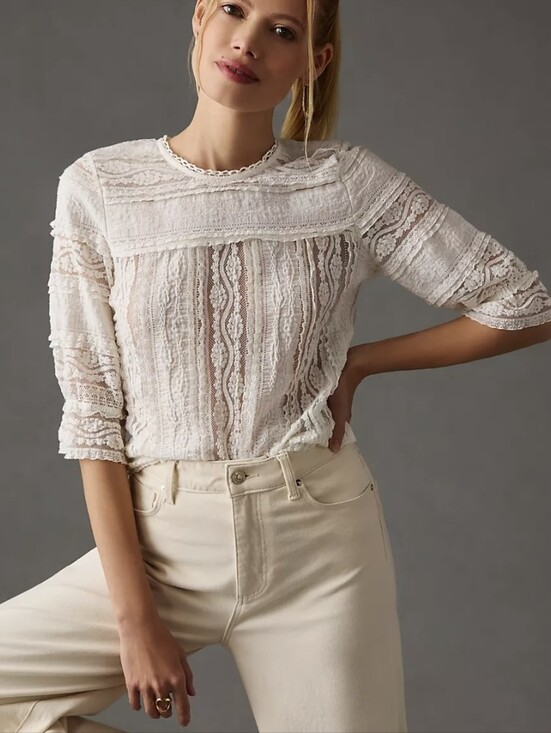 Anthropologie Tops - Anthropologie Victorian Lace Top Size